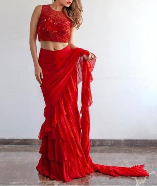 Red Georgette Sarees - Dailybuyys