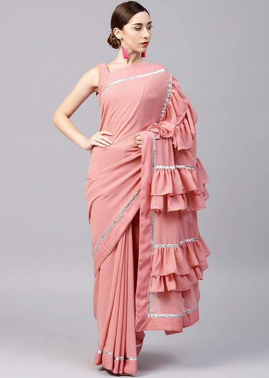 Pink Georgette Sarees - Dailybuyys