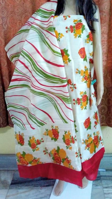 Beige Hand Painted Pure Silk Top & Dupatta - Dailybuyys