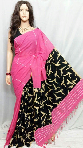 Purple Pure Cotton Khesh Sarees Get Extra 10% Discount on All Prepaid Transaction