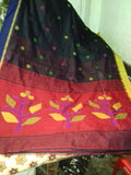 Black Red Handloom Resom Jamdani Sarees