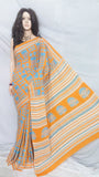 Yellow Bagru Printed Pure Cotton Sarees