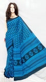 Blue Bagru Printed Pure Cotton Sarees