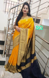 Yellow Black Banarasi Silk Sarees