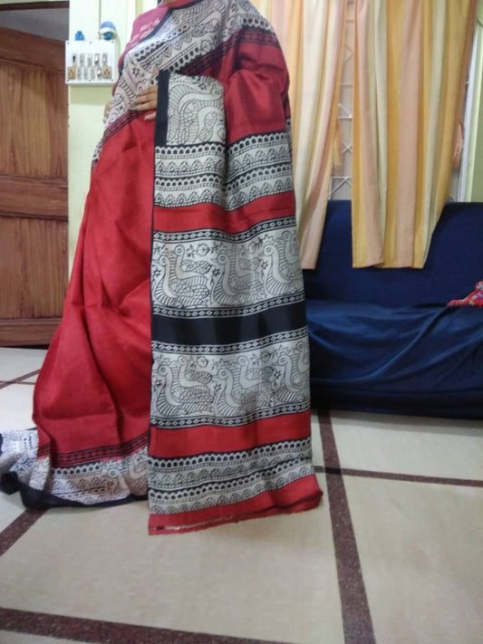 Red Glamour Pure Silk Mark Certified Murshidabad Silk Sarees - Dailybuyys