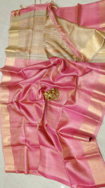 Pink Pure Linen Sarees