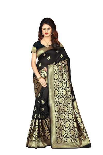 Black Pure Cotton Silk Sarees - Dailybuyys