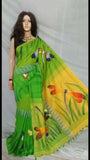 Green ,Yellow Bengal Handloom Sarees