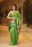 Green Handwoven Dupion Silk Sarees Get Extra 10% Discount on All Prepaid Transaction