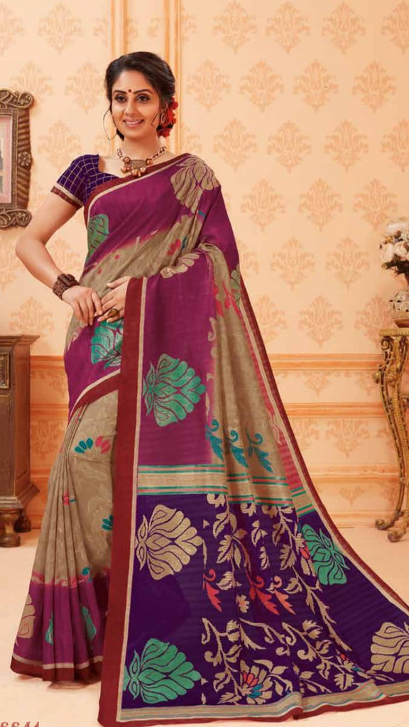 Purple Bhagalpuri Silk Sarees Get Extra 10% Discount on All Prepaid Transaction