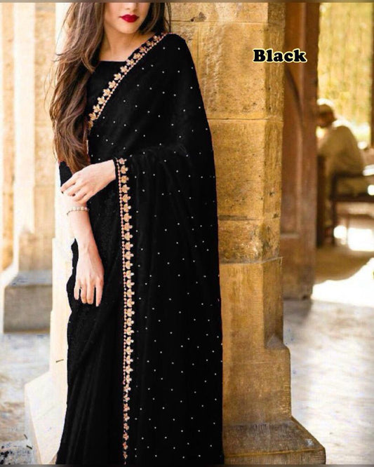 Black Georgette Sarees - Dailybuyys