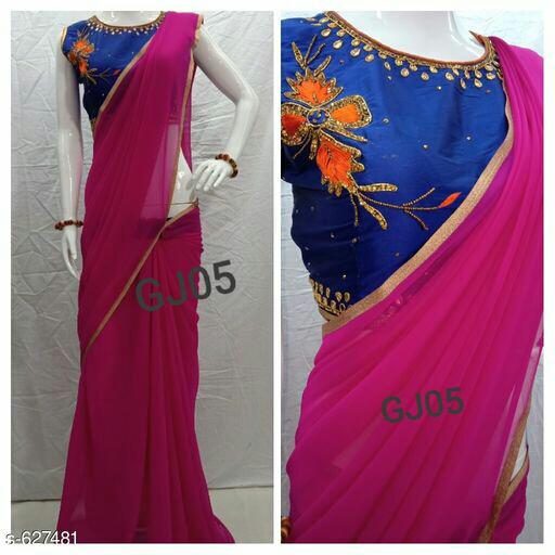 Purple Semi Georgette Sarees - Dailybuyys