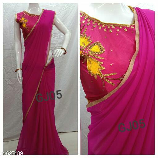 Purple Semi Georgette Sarees - Dailybuyys