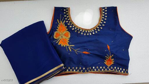 Blue Semi Georgette Sarees - Dailybuyys