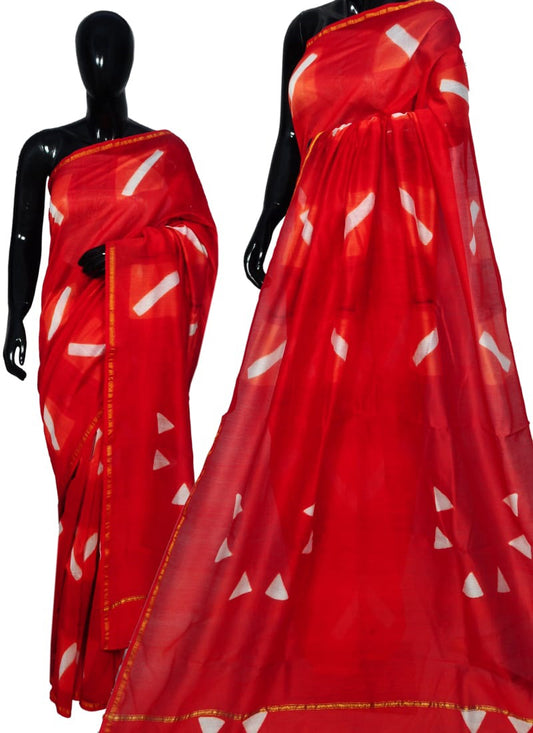 Red Chanderi Silk Sarees - Dailybuyys