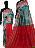 Blue Red Bagru Printed Pure Cotton Sarees