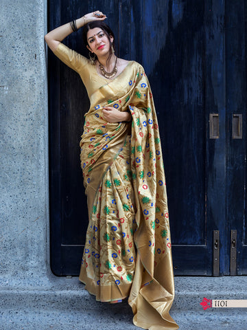 Beige Designer Party Wear Sarees