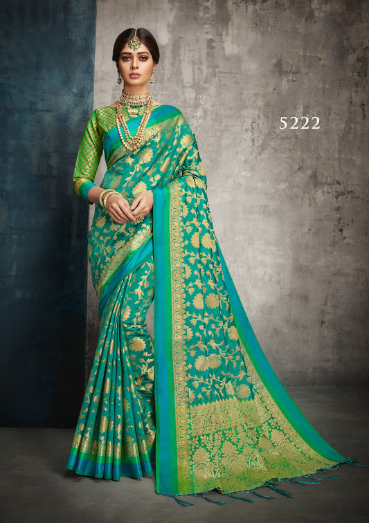 Blue Banarasi Silk Sarees - Dailybuyys
