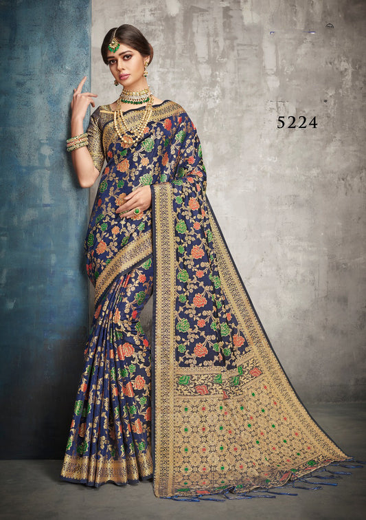 Blue Banarasi Silk Sarees - Dailybuyys