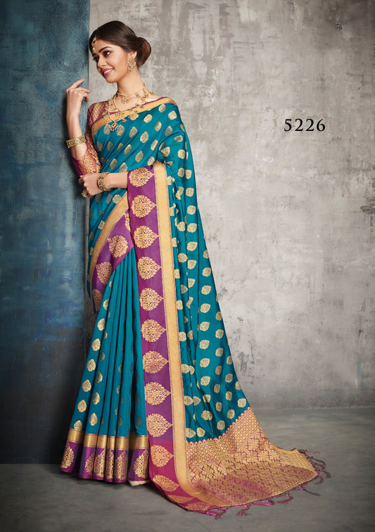 Blue Banarasi Silk Sarees - Dailybuyys