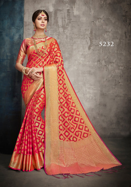 Red Banarasi Silk Sarees - Dailybuyys