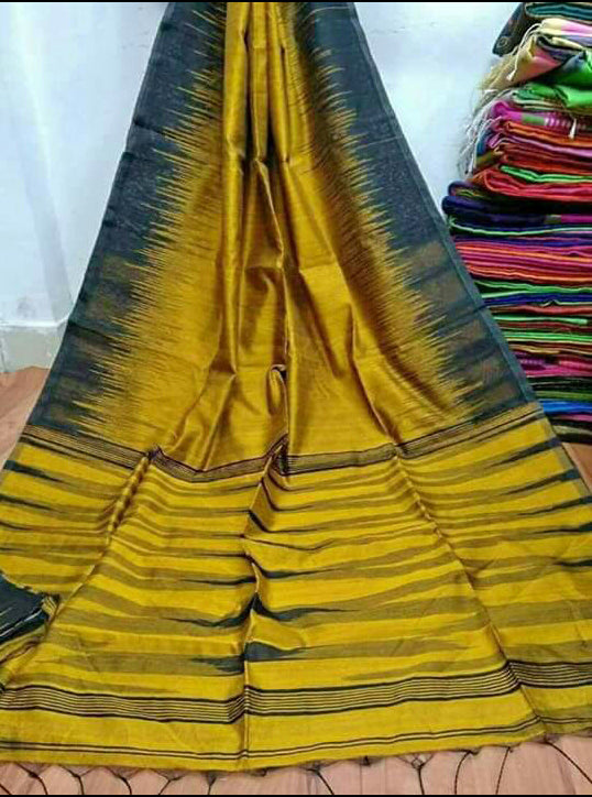 Yellow Ikkat Handloom Pure Cotton Silk Sarees