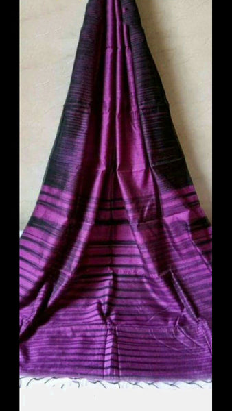 Violet Ikkat Handloom Pure Cotton Silk Sarees