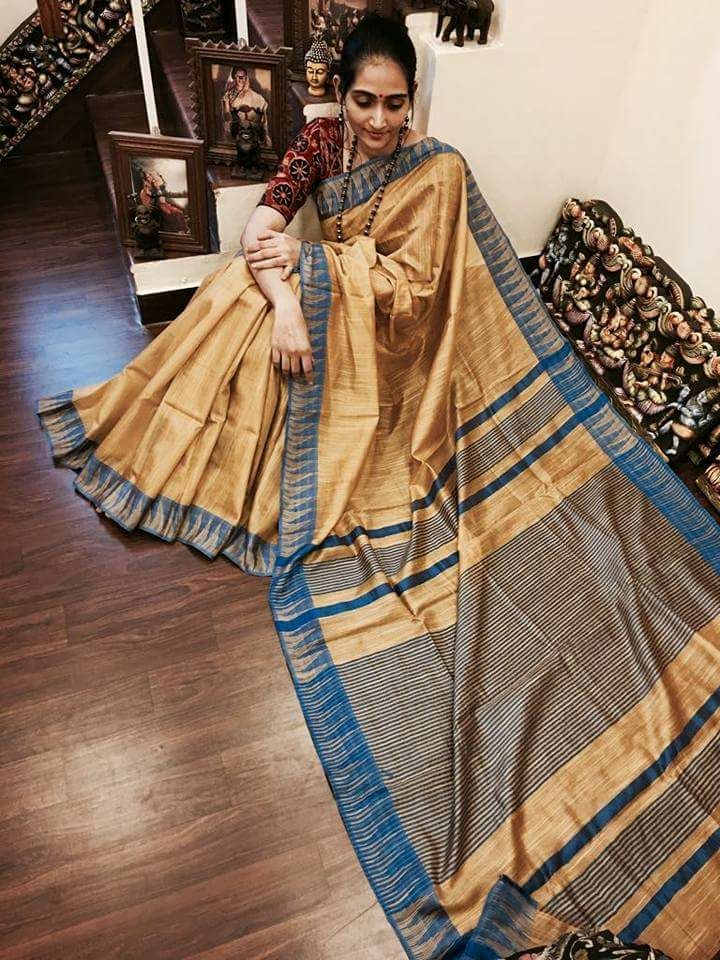 Beige Designer Handloom Kota Silk Sarees - Dailybuyys