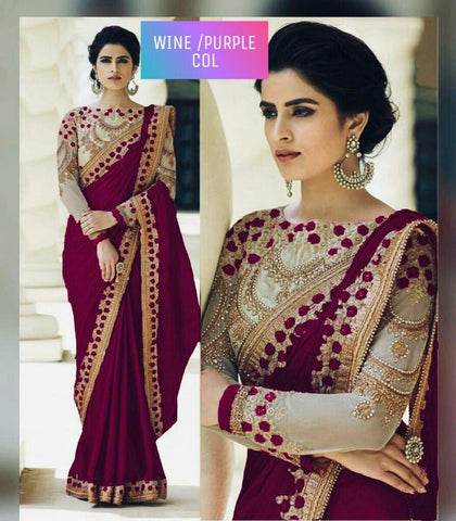 Purple Designer Party Wear Sarees