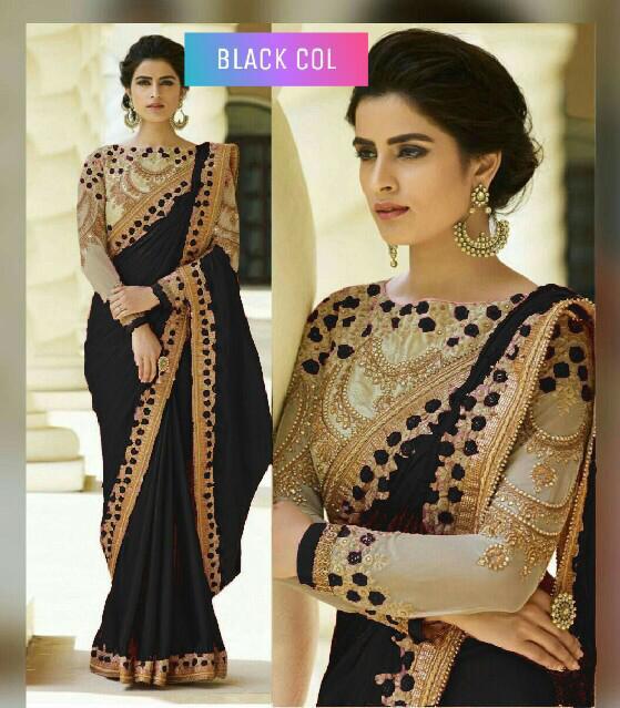 Black Colour Organza Fabric Digital Print And Sequins Work Partywear  Highend Saree - KSM PRINTS - 4140118