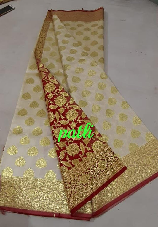 Red Beige Koriyal Banarasi Silk Sarees - Dailybuyys
