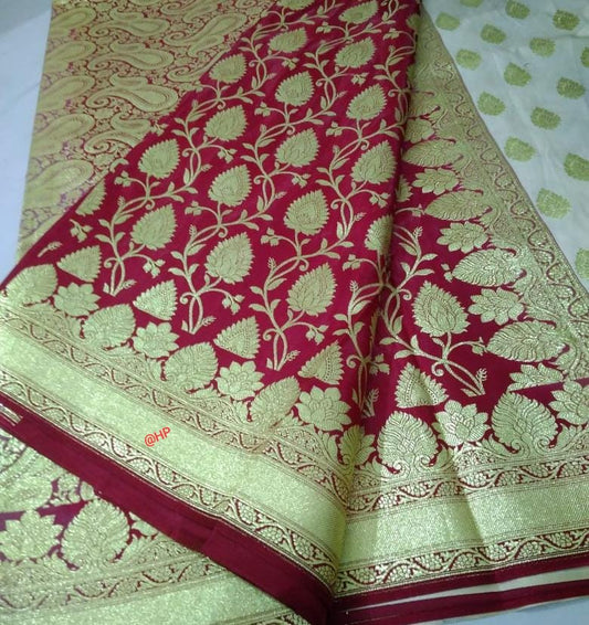 Red Beige Koriyal Banarasi Silk Sarees - Dailybuyys