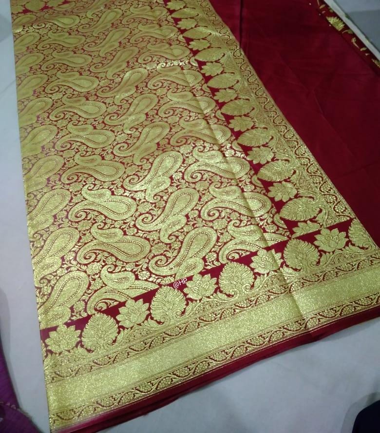 Red Beige Koriyal Banarasi Silk Sarees - Dailybuyys