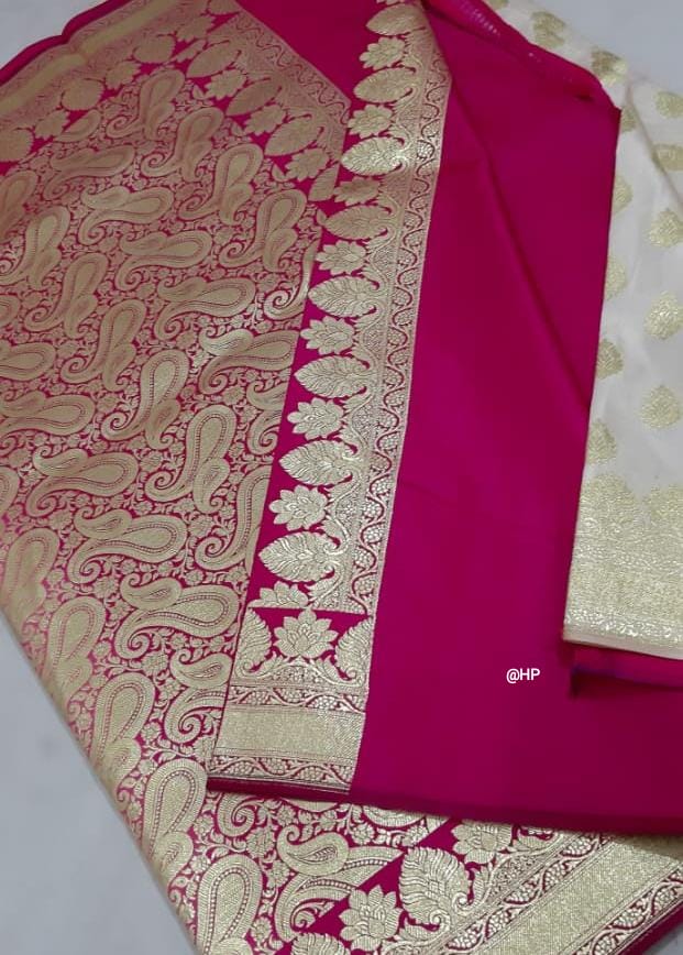 Purple Beige Koriyal Banarasi Silk Sarees - Dailybuyys