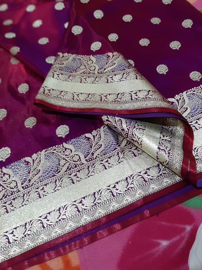Violet Koriyal Banarasi Silk Sarees - Dailybuyys