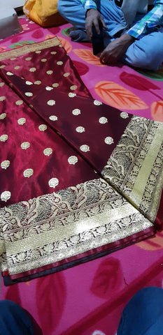 Violet Koriyal Banarasi Silk Sarees