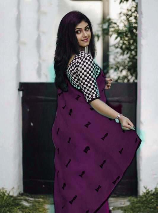 Violet Chanderi Silk Sarees - Dailybuyys