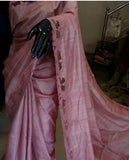 Pink Cut Work Border Pure Silk Mark Certified Tussar Silk Sarees Get Extra 10% Discount on All Prepaid Transaction
