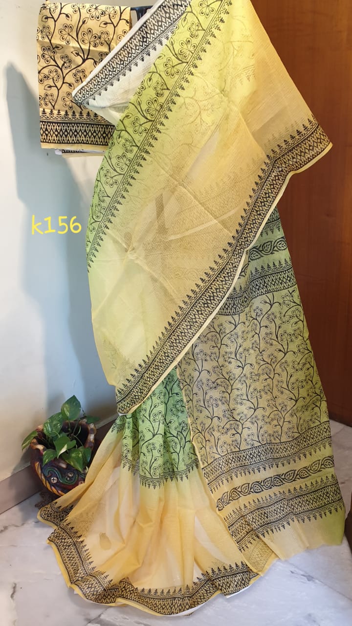 Yellow Green KK Kota Doriya Sarees - Dailybuyys