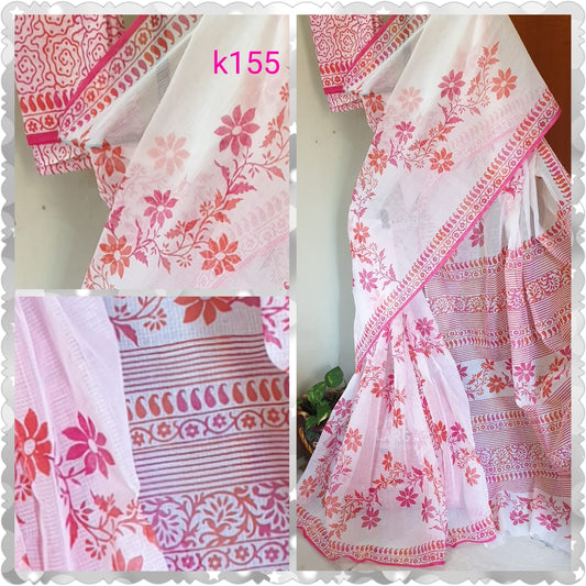 White Red KK Kota Doriya Sarees - Dailybuyys