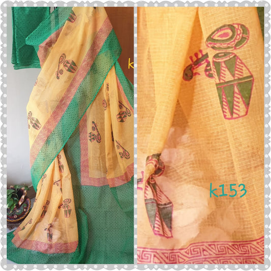 Yellow Green KK Kota Doriya Sarees - Dailybuyys