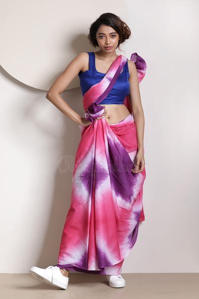 Purple Pink Glamour Pure Silk Mark Certified Murshidabad Silk Sarees