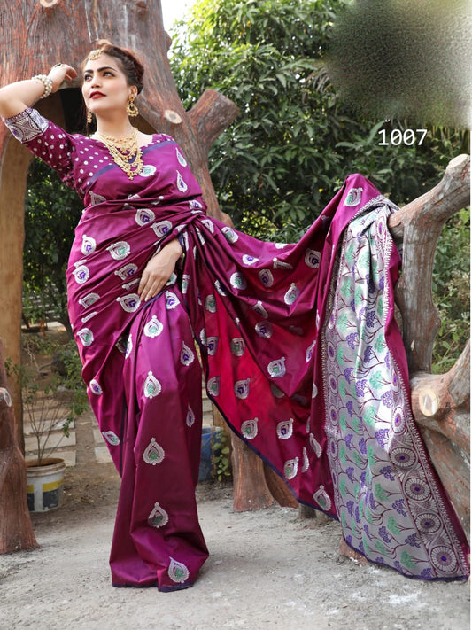Purple Pure Silk Sarees - Dailybuyys