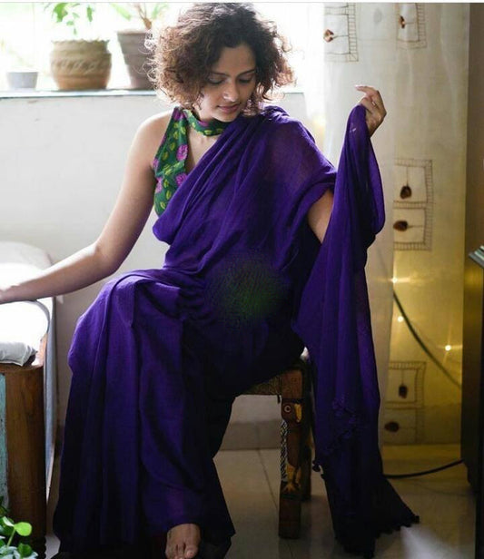 Blue Bengal Handloom Khadi Sarees - Dailybuyys