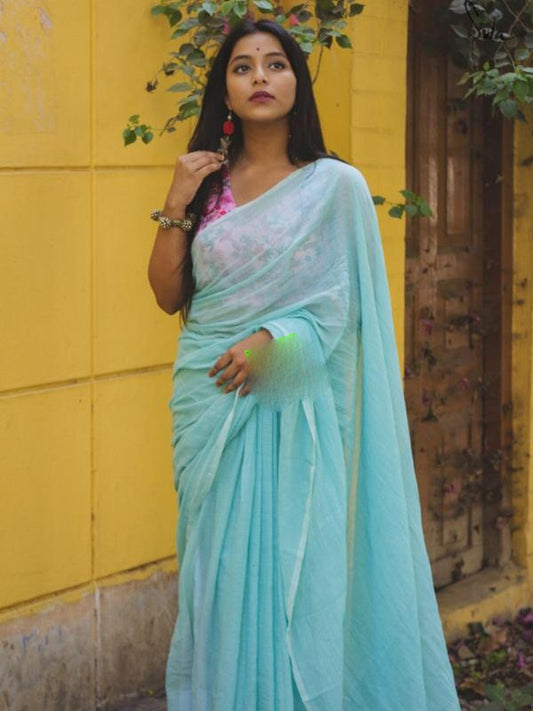 Blue Bengal Handloom Khadi Sarees - Dailybuyys