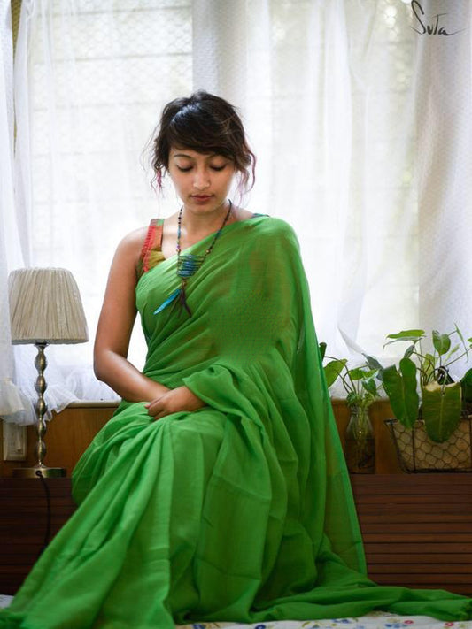Green Bengal Handloom Khadi Sarees - Dailybuyys