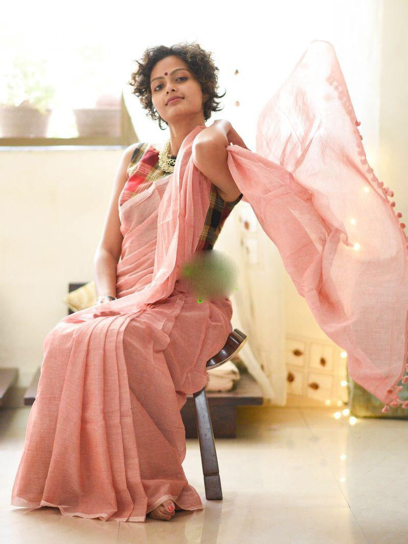 Pink Bengal Handloom Khadi Sarees - Dailybuyys