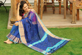 Blue Maheshwari Silk Sarees Get Extra 10% Discount on All Prepaid Transaction