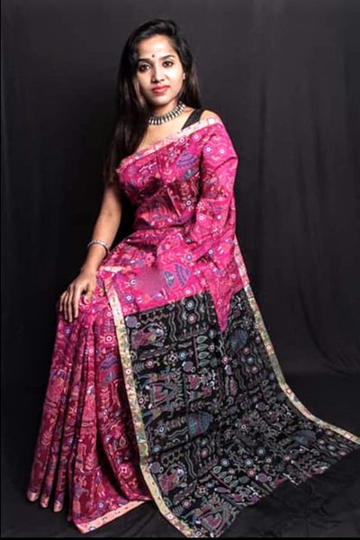 Purple Black Bengal Handloom Silk Sarees