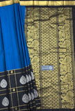 Pure Black Blue Kanjivaram Silk Sarees Get Extra 10% Discount on All Prepaid Transaction